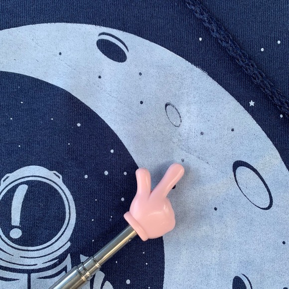 EcoSmart Hoodie Astronaut Moon Graphic Pullover Sweatshirt Blue Mens Large Hanes - Picture 3 of 11